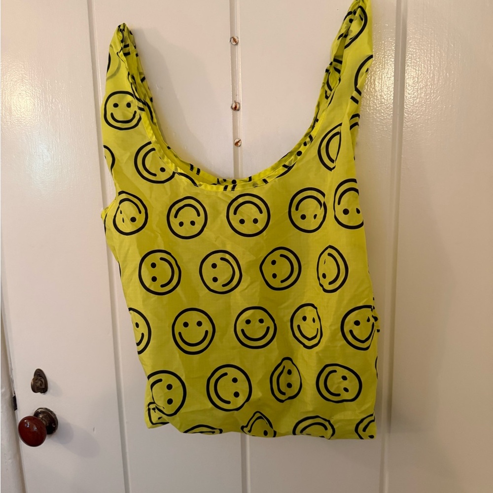BAGGU Yellow Smiley Face Tote